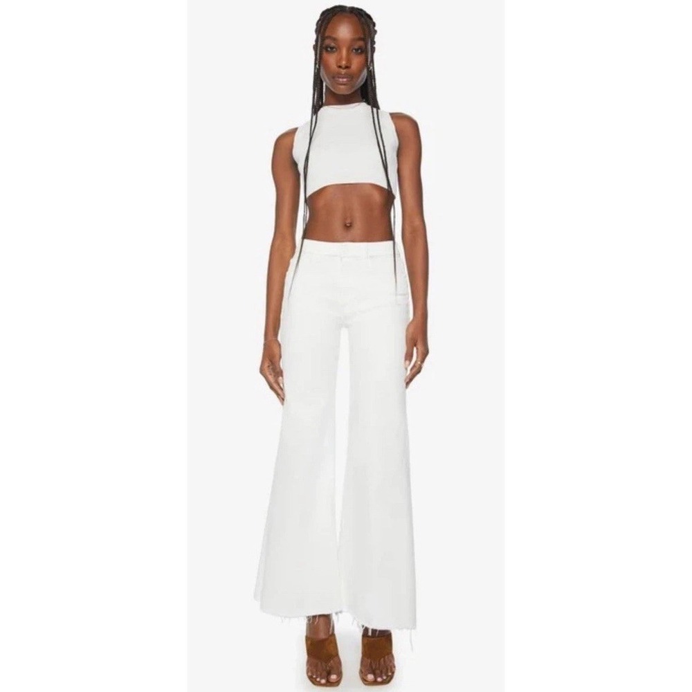 MOTHER | NEW The Roller Fray Fairest of Them All White Wide Leg Jeans SIZE 24 - Picture 2 of 16